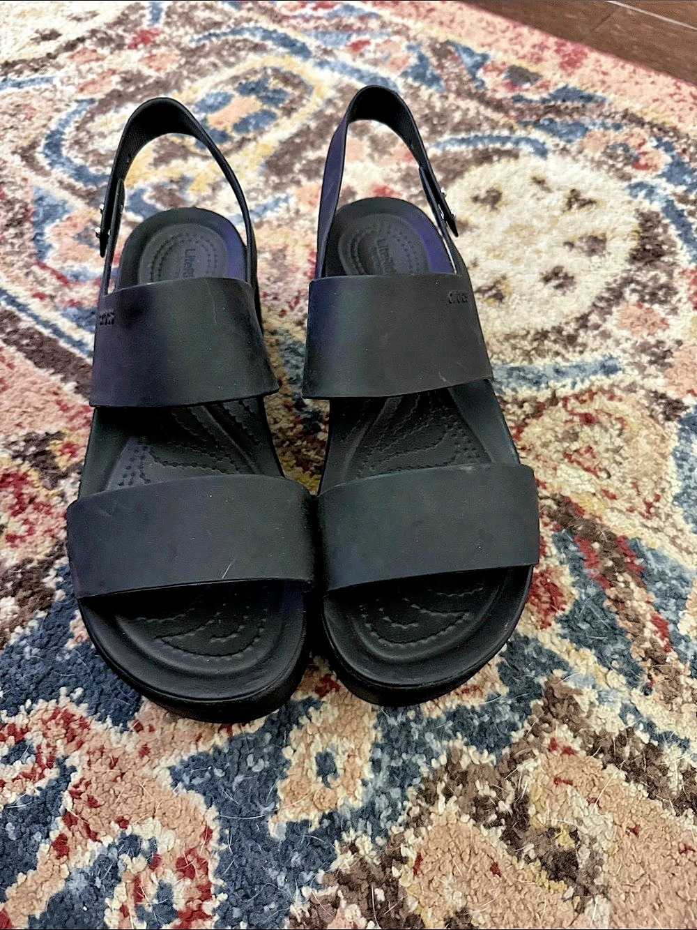 Crocs Brooklyn Low Wedge Black Platform Sandals